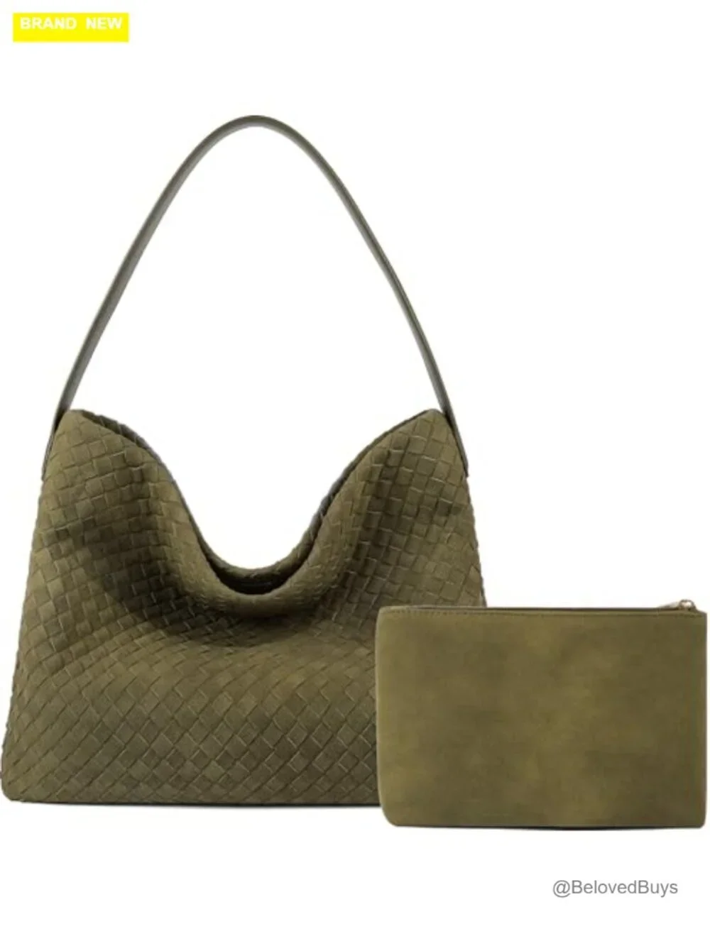 Faux Leather Suede Woven Hobo Bag Top Handle Shoulder Tote